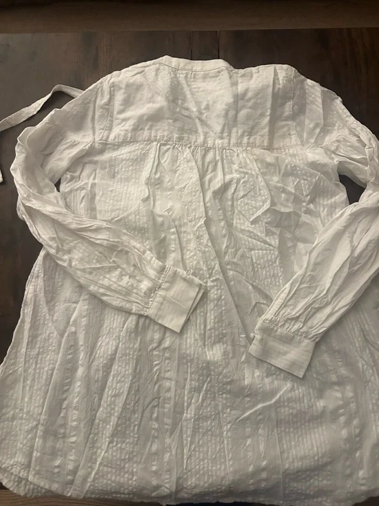 Anthropologie White Maeve Textured Button-Front Blouse - Picture 3 of 3